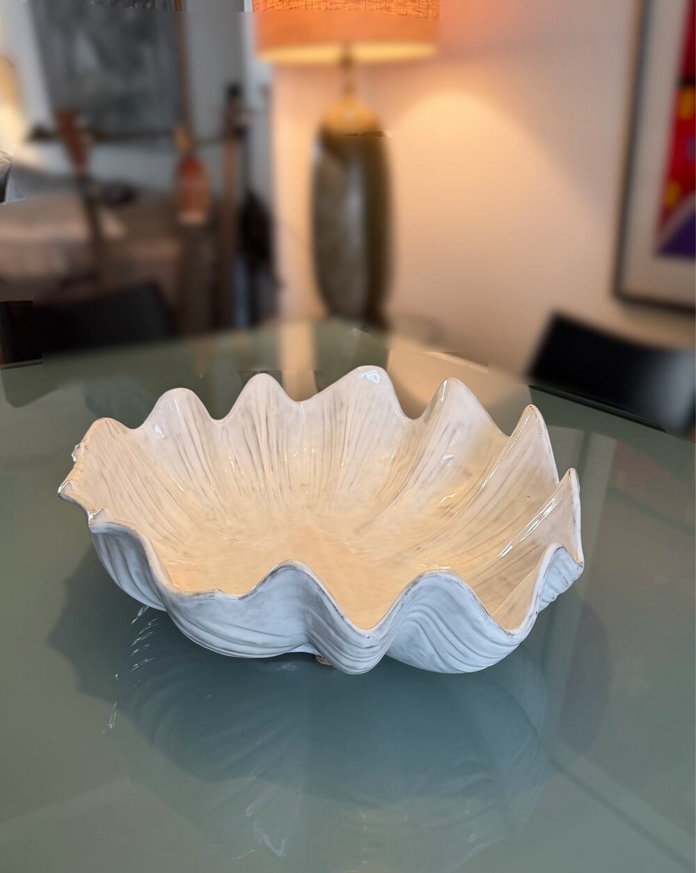 Vietri Incanto Mare White Shell Centerpiece Bowl 18”